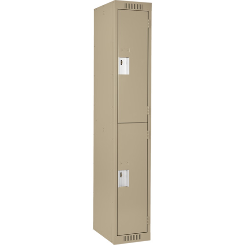 Clean Line Lockers, 2 -tier, 12" x 18" x 72", Steel, Beige, Rivet (Assembled) Ontario Safety Products