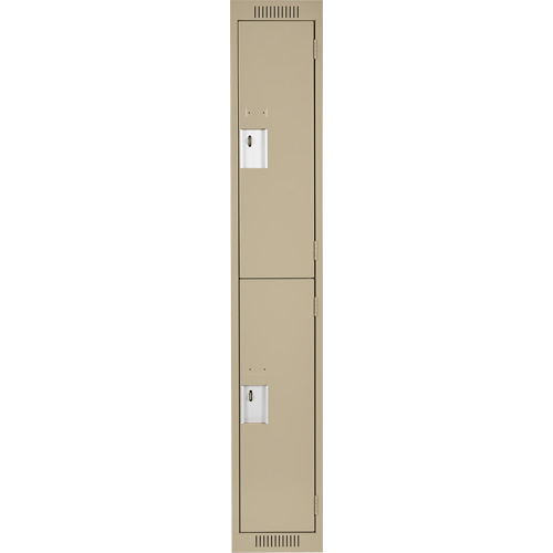 Clean Line Lockers, 2 -tier, 12" x 18" x 72", Steel, Beige, Rivet (Assembled) Ontario Safety Products