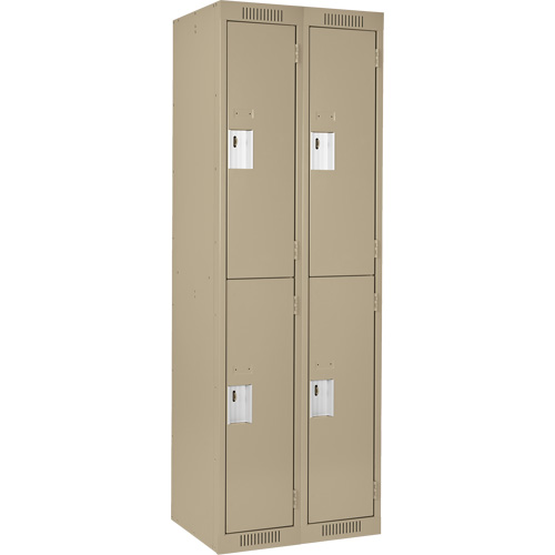 Clean Line Lockers, 2 -tier, Bank of 2, 24" x 18" x 72", Steel, Beige, Rivet (Assembled) Ontario Safety Products