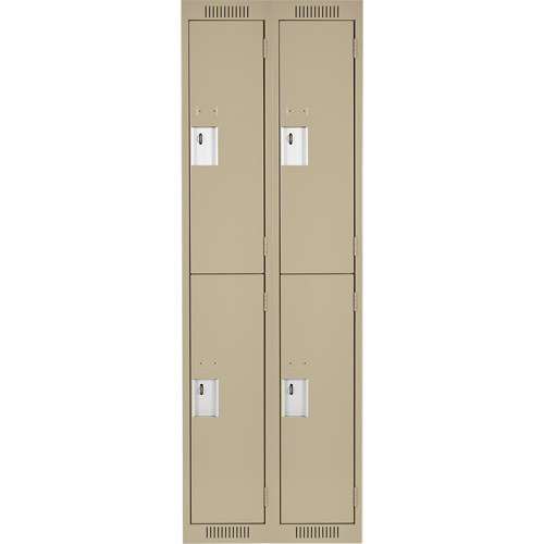 Clean Line Lockers, 2 -tier, Bank of 2, 24" x 18" x 72", Steel, Beige, Rivet (Assembled) Ontario Safety Products