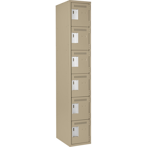 Clean Line Lockerette, 6 -tier, 12" x 18" x 72", Steel, Beige, Rivet (Assembled) Ontario Safety Products