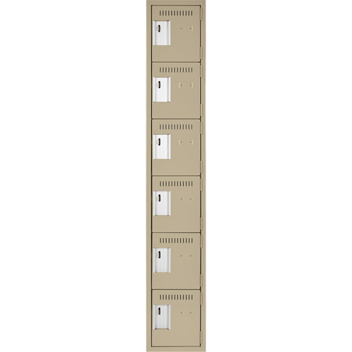 Clean Line Lockerette, 6 -tier, 12" x 18" x 72", Steel, Beige, Rivet (Assembled) Ontario Safety Products