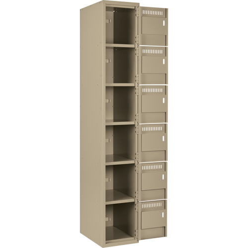 Clean Line Lockerette, 6 -tier, Bank of 3, 36" x 18" x 72", Steel, Beige, Rivet (Assembled) Ontario Safety Products