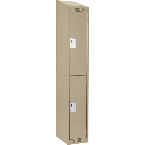 Clean Line Lockers, 2 -tier, 12" x 18" x 78", Steel, Beige, Rivet (Assembled) Ontario Safety Products
