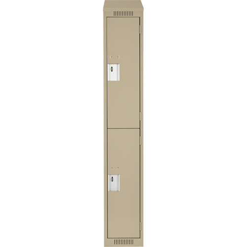 Clean Line Lockers, 2 -tier, 12" x 18" x 78", Steel, Beige, Rivet (Assembled) Ontario Safety Products