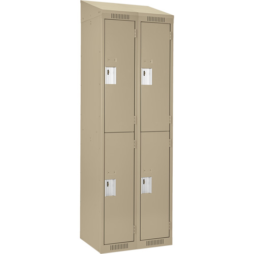 Clean Line Lockers, 2 -tier, Bank of 2, 24" x 18" x 78", Steel, Beige, Rivet (Assembled) Ontario Safety Products