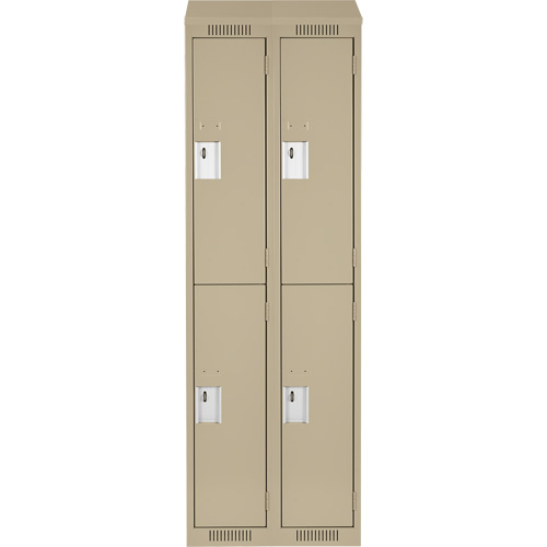 Clean Line Lockers, 2 -tier, Bank of 2, 24" x 18" x 78", Steel, Beige, Rivet (Assembled) Ontario Safety Products