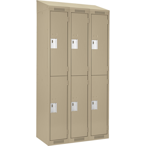 Clean Line Lockers, 2 -tier, Bank of 3, 36" x 18" x 78", Steel, Beige, Rivet (Assembled) Ontario Safety Products