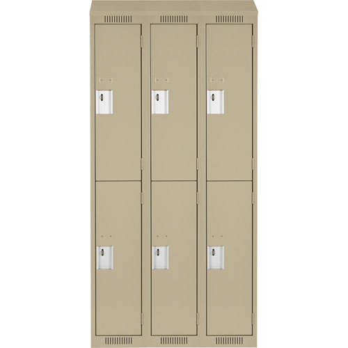 Clean Line Lockers, 2 -tier, Bank of 3, 36" x 18" x 78", Steel, Beige, Rivet (Assembled) Ontario Safety Products