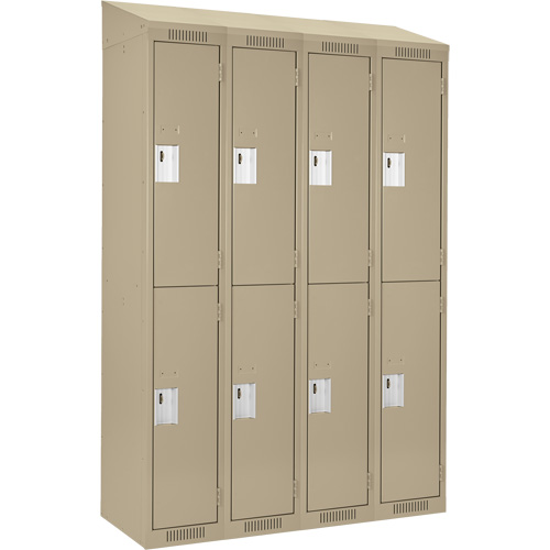 Clean Line Lockers, 2 -tier, Bank of 4, 48" x 18" x 78", Steel, Beige, Rivet (Assembled) Ontario Safety Products
