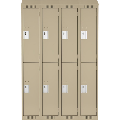 Clean Line Lockers, 2 -tier, Bank of 4, 48" x 18" x 78", Steel, Beige, Rivet (Assembled) Ontario Safety Products