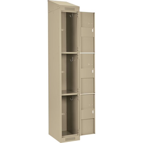 Clean Line Lockers, 3 -tier, Bank of 4, 48" x 18" x 78", Steel, Beige, Rivet (Assembled) Ontario Safety Products
