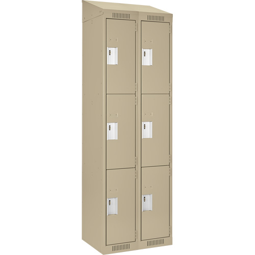 Clean Line Lockers, 3 -tier, Bank of 2, 24" x 18" x 78", Steel, Beige, Rivet (Assembled) Ontario Safety Products