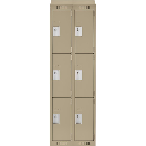 Clean Line Lockers, 3 -tier, Bank of 2, 24" x 18" x 78", Steel, Beige, Rivet (Assembled) Ontario Safety Products