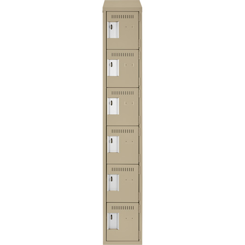 Clean Line Lockerette, 6 -tier, 12" x 18" x 78", Steel, Beige, Rivet (Assembled) Ontario Safety Products