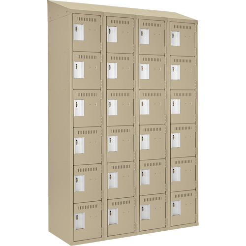 Clean Line Lockerette, 6 -tier, Bank of 4, 48" x 18" x 78", Steel, Beige, Rivet (Assembled) Ontario Safety Products