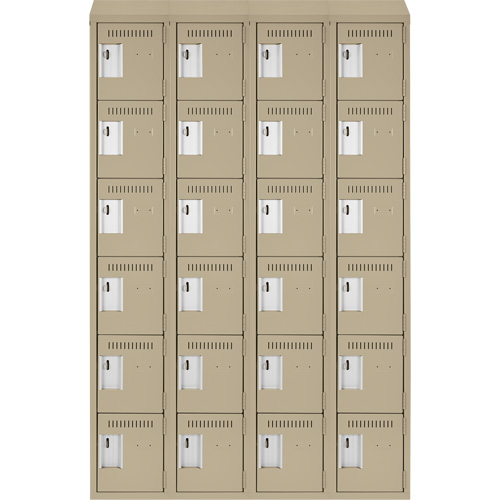 Clean Line Lockerette, 6 -tier, Bank of 4, 48" x 18" x 78", Steel, Beige, Rivet (Assembled) Ontario Safety Products