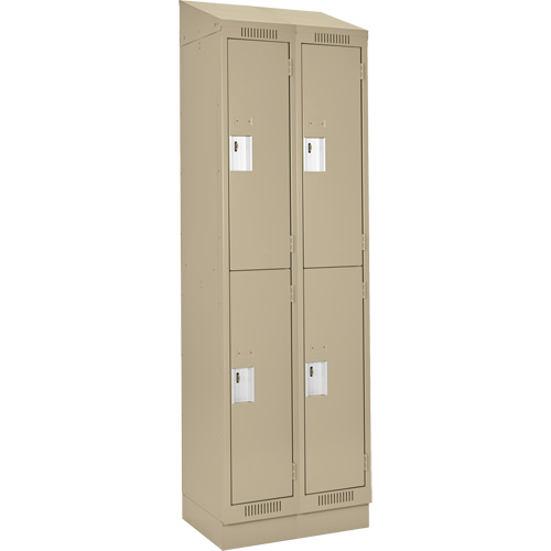 Clean Line Lockers, 2 -tier, Bank of 2, 24" x 18" x 82", Steel, Beige, Rivet (Assembled) Ontario Safety Products