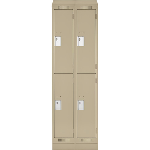 Clean Line Lockers, 2 -tier, Bank of 2, 24" x 18" x 82", Steel, Beige, Rivet (Assembled) Ontario Safety Products