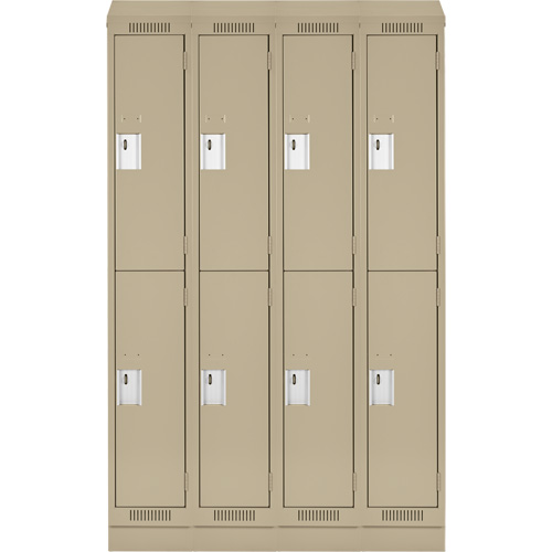 Clean Line Lockers, 2 -tier, Bank of 4, 48" x 18" x 82", Steel, Beige, Rivet (Assembled) Ontario Safety Products