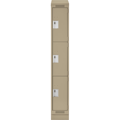 Casiers Clean Line, 3 niveaux, 12" x 18" x 82", Acier, Beige, Rivet (assembl&eacute;) Ontario Safety Products