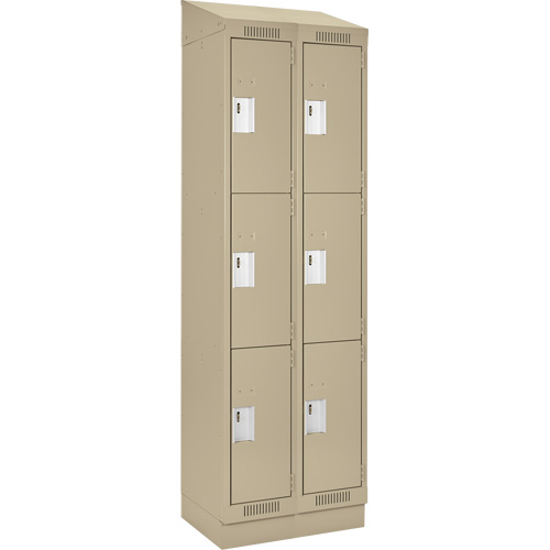 Clean Line Lockers, 3 -tier, Bank of 2, 24" x 18" x 82", Steel, Beige, Rivet (Assembled) Ontario Safety Products
