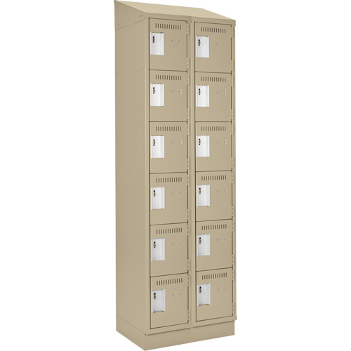 Clean Line Lockerette , 6 -tier, Bank of 2, 24" x 18" x 82", Steel, Beige, Rivet (Assembled) Ontario Safety Products
