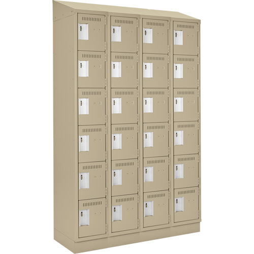 Clean Line Lockerette , 6 -tier, Bank of 4, 48" x 18" x 82", Steel, Beige, Rivet (Assembled) Ontario Safety Products