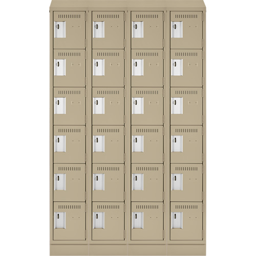 Clean Line Lockerette , 6 -tier, Bank of 4, 48" x 18" x 82", Steel, Beige, Rivet (Assembled) Ontario Safety Products