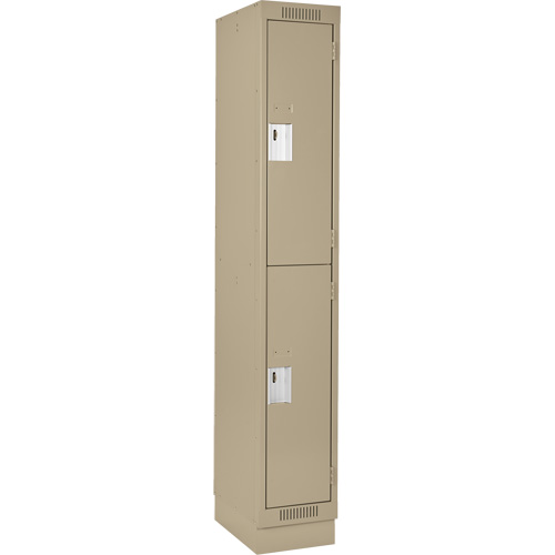 Casiers Clean Line, 2 niveaux, 12" x 18" x 76", Acier, Beige, Rivet (assembl&eacute;) Ontario Safety Products