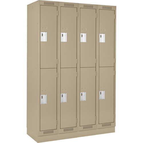 Clean Line Lockers, 2 -tier, Bank of 4, 48" x 18" x 76", Steel, Beige, Rivet (Assembled) Ontario Safety Products