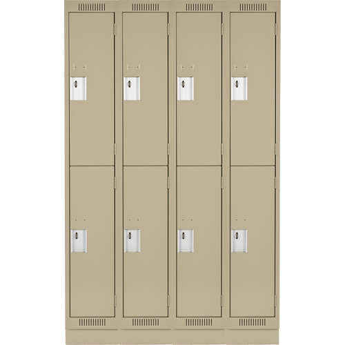 Clean Line Lockers, 2 -tier, Bank of 4, 48" x 18" x 76", Steel, Beige, Rivet (Assembled) Ontario Safety Products