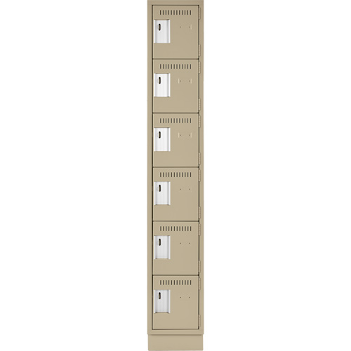 Clean Line Lockerette, 6 -tier, 12" x 18" x 76", Steel, Beige, Rivet (Assembled) Ontario Safety Products