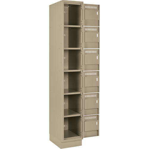 Clean Line Lockerette, 6 -tier, Bank of 2, 24" x 18" x 76", Steel, Beige, Rivet (Assembled) Ontario Safety Products