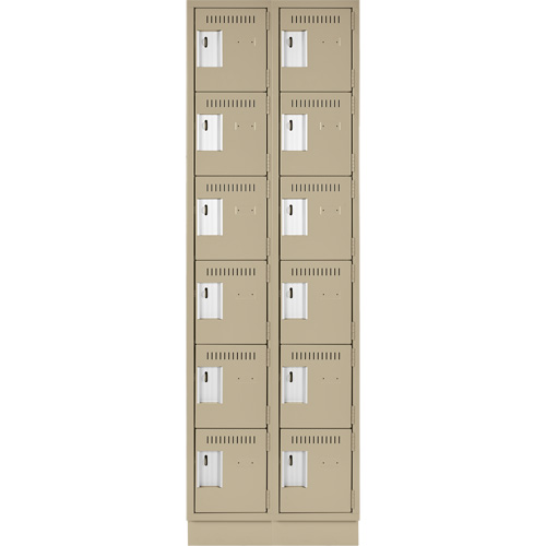 Clean Line Lockerette, 6 -tier, Bank of 2, 24" x 18" x 76", Steel, Beige, Rivet (Assembled) Ontario Safety Products