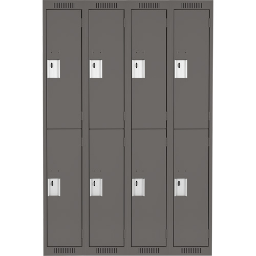 Clean Line Lockers, 2 -tier, Bank of 4, 48" x 18" x 72", Steel, Charcoal, Rivet (Assembled) Ontario Safety Products