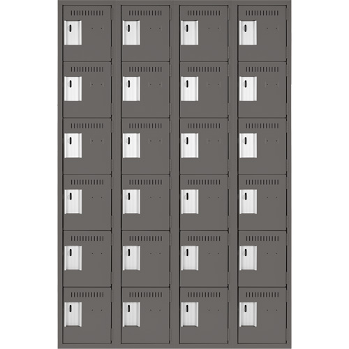 Clean Line Lockerette, 6 -tier, Bank of 4, 48" x 18" x 72", Steel, Charcoal, Rivet (Assembled) Ontario Safety Products
