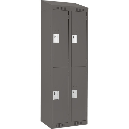 Clean Line Lockers, 2 -tier, Bank of 2, 24" x 18" x 78", Steel, Charcoal, Rivet (Assembled) Ontario Safety Products
