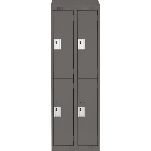 Clean Line Lockers, 2 -tier, Bank of 2, 24" x 18" x 78", Steel, Charcoal, Rivet (Assembled) Ontario Safety Products