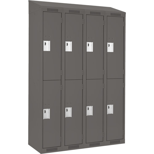 Clean Line Lockers, 2 -tier, Bank of 4, 48" x 18" x 78", Steel, Charcoal, Rivet (Assembled) Ontario Safety Products