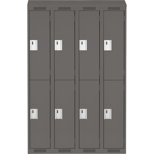 Clean Line Lockers, 2 -tier, Bank of 4, 48" x 18" x 78", Steel, Charcoal, Rivet (Assembled) Ontario Safety Products