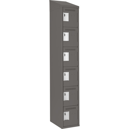 Clean Line Lockerette, 6 -tier, 12" x 18" x 78", Steel, Charcoal, Rivet (Assembled) Ontario Safety Products