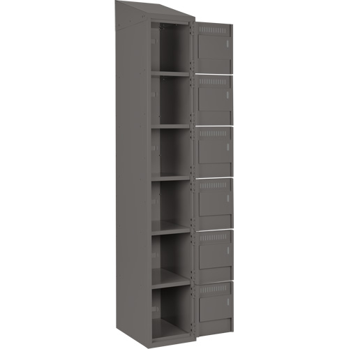 Clean Line Lockerette, 6 -tier, Bank of 4, 48" x 18" x 78", Steel, Charcoal, Rivet (Assembled) Ontario Safety Products