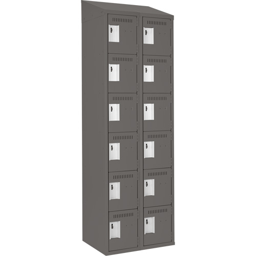 Clean Line Lockerette, 6 -tier, Bank of 2, 24" x 18" x 78", Steel, Charcoal, Rivet (Assembled) Ontario Safety Products