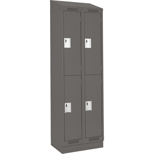Clean Line Lockers, 2 -tier, Bank of 2, 24" x 18" x 82", Steel, Charcoal, Rivet (Assembled) Ontario Safety Products