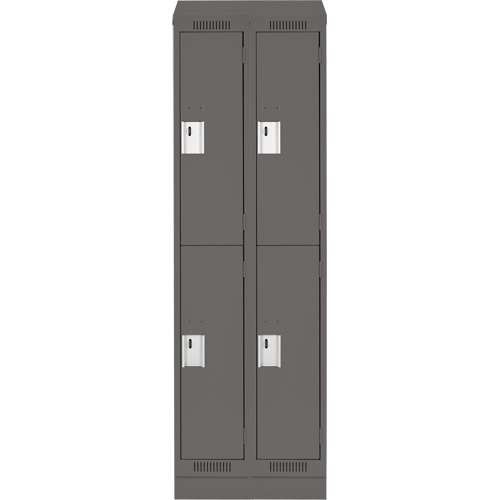 Clean Line Lockers, 2 -tier, Bank of 2, 24" x 18" x 82", Steel, Charcoal, Rivet (Assembled) Ontario Safety Products