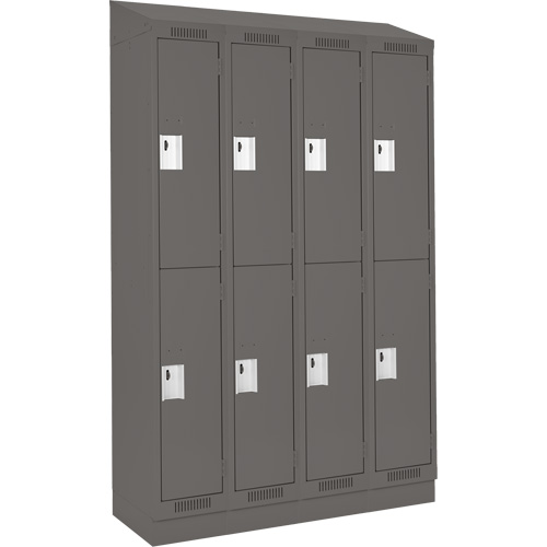 Clean Line Lockers, 2 -tier, Bank of 4, 48" x 18" x 82", Steel, Charcoal, Rivet (Assembled) Ontario Safety Products