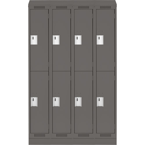 Clean Line Lockers, 2 -tier, Bank of 4, 48" x 18" x 82", Steel, Charcoal, Rivet (Assembled) Ontario Safety Products