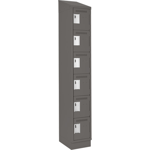 Clean Line Lockerette, 6 -tier, 12" x 18" x 82", Steel, Charcoal, Rivet (Assembled) Ontario Safety Products