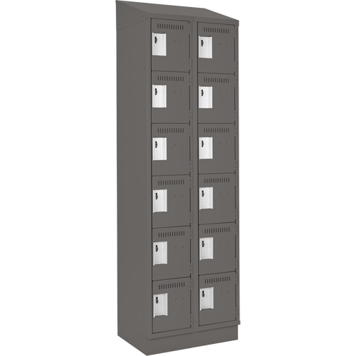 Clean Line Lockerette, 6 -tier, Bank of 2, 24" x 18" x 82", Steel, Charcoal, Rivet (Assembled) Ontario Safety Products
